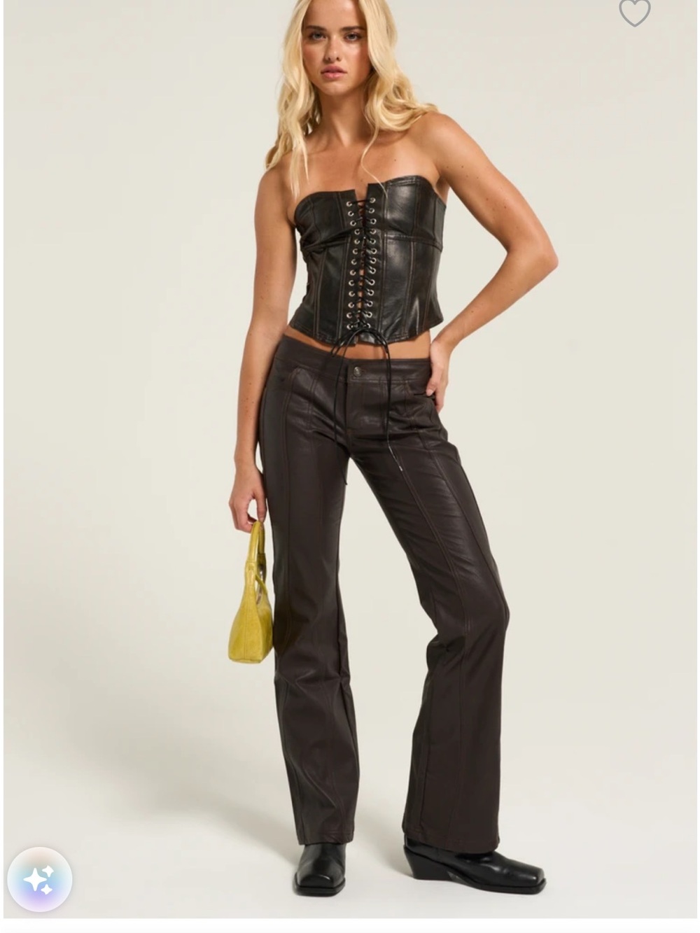 NWT OW Collection Jade Low Waist Faux Leather Pants Brown XS